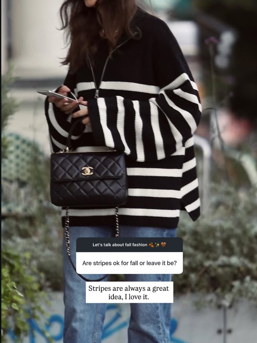 Black and white half zip sweater